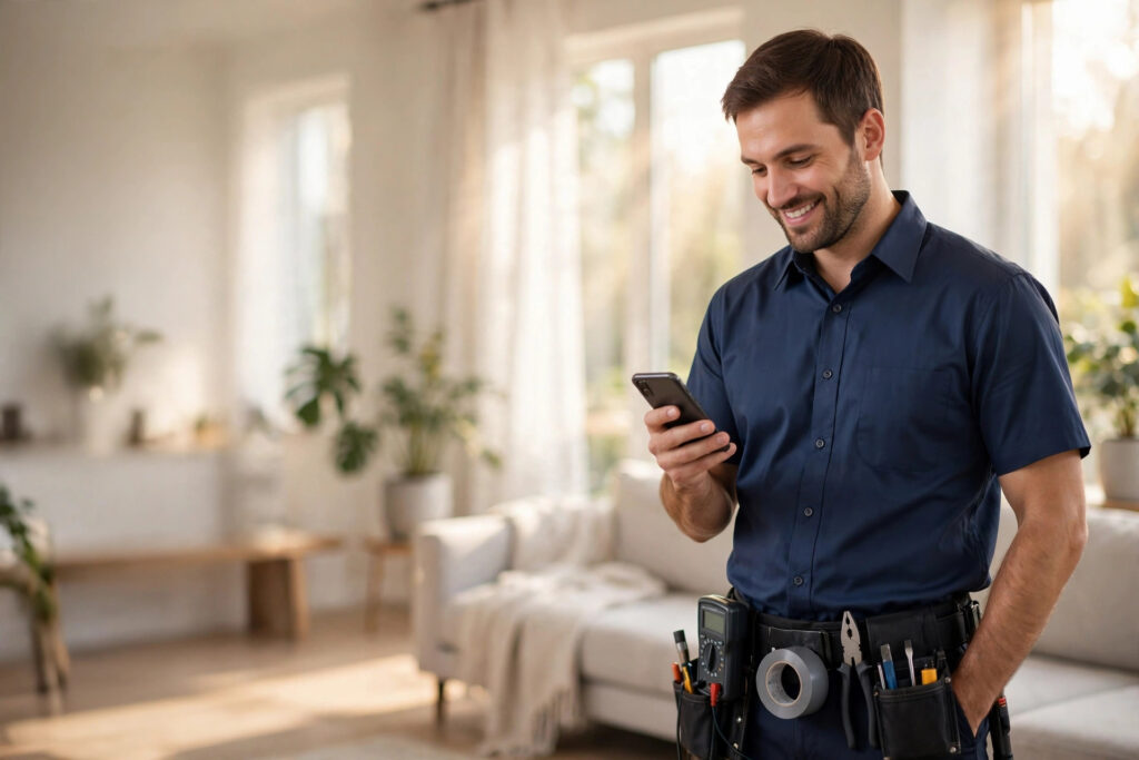 AI receptionist answering calls for a home service business
